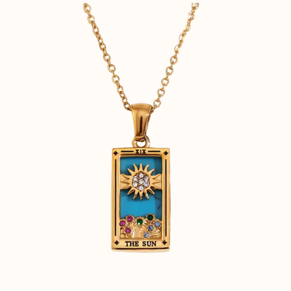 Collar carta del tarot El Sol baño de oro 18K