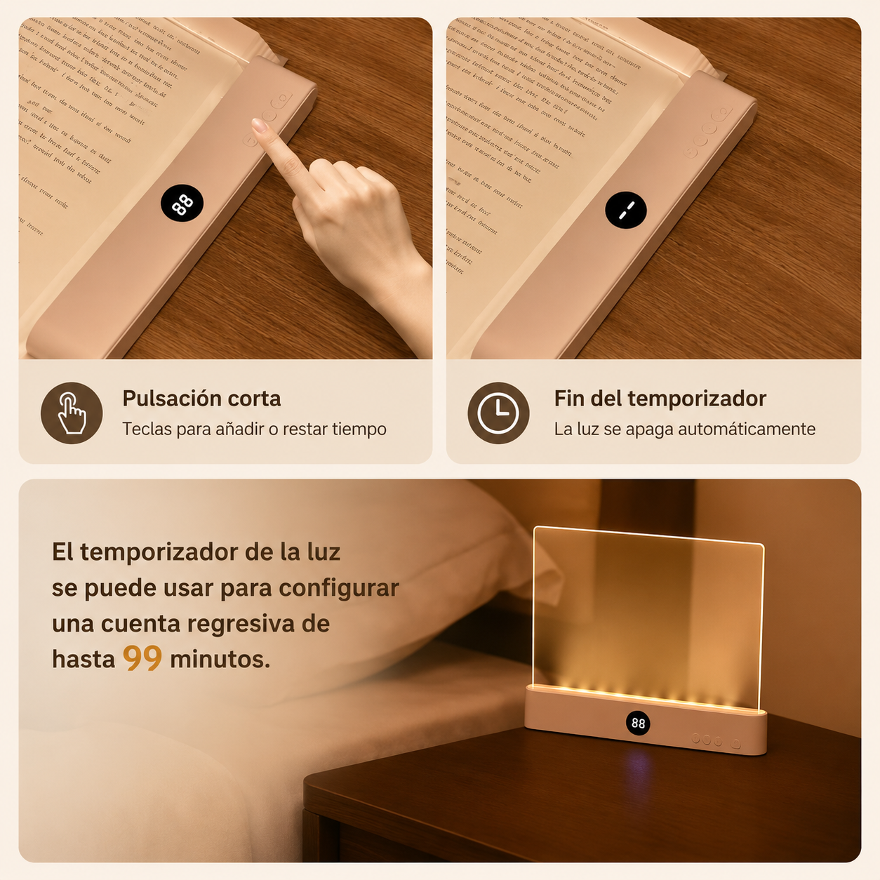 Lámpara de lectura LED plana recargable